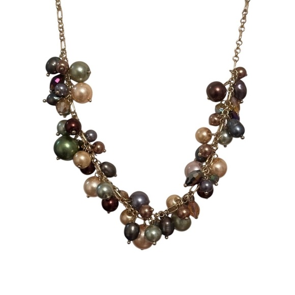 PREMIER DESIGNS Multicolor Dangling Pearl Necklace. 16”L 3”L Extension - Picture 1 of 6